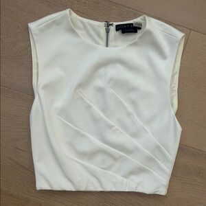 Alice + Olivia Ivory Sleeveless Pleated Crop Top